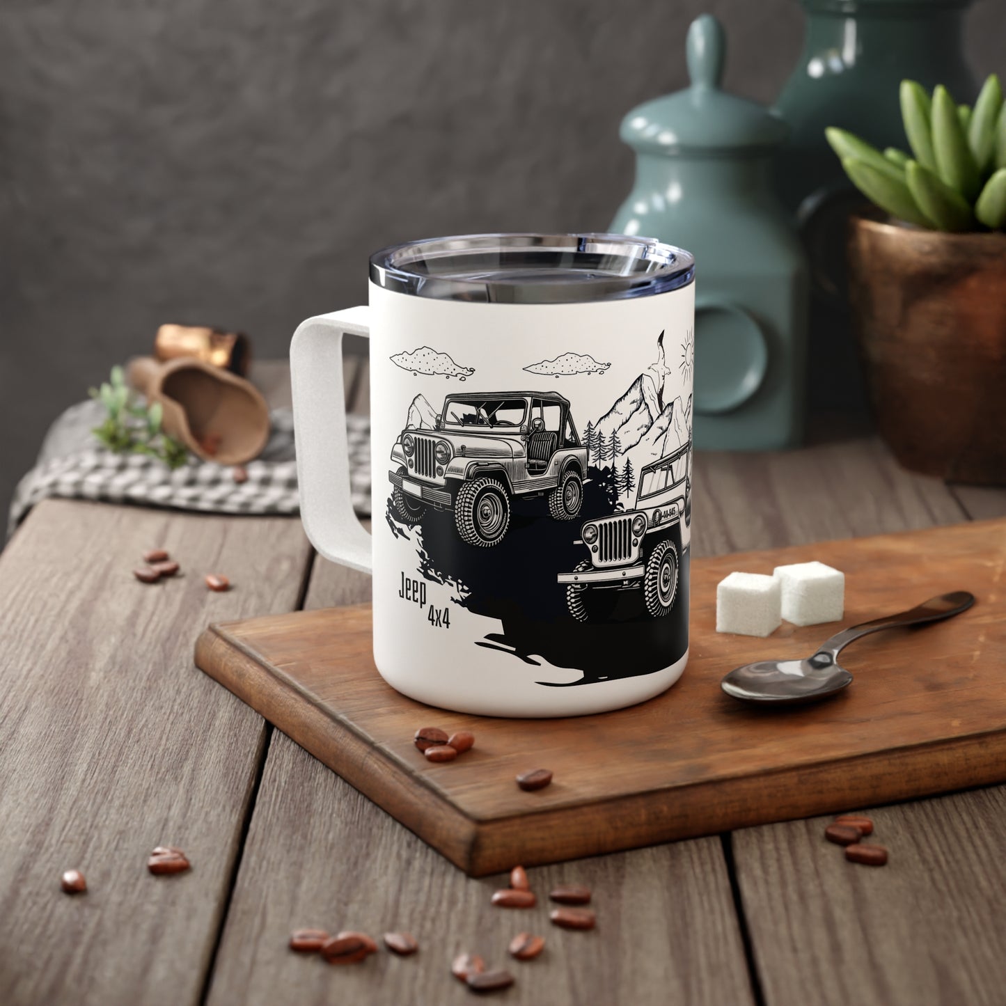 Coffee Mug - Jeep Willys CJ Wrangler 4x4 Mountains